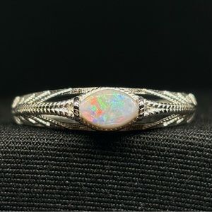 Brilliant Marquise Peacock Opal .925 Sterling Silver Ring Handmade Custom